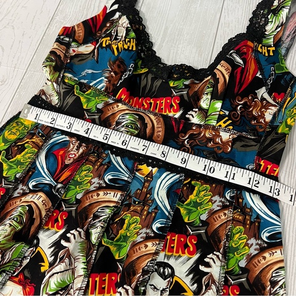 Shrine Of Hollywood Vintage Cocktail Dress Classic Monster Print - Picture 6 of 12